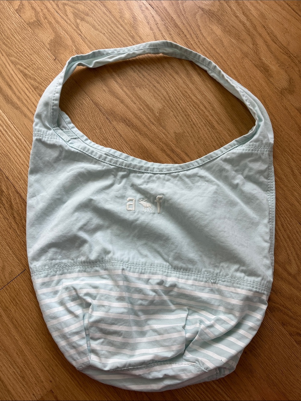 VINTAGE Abercrombie & Fitch Pale Blue and White Striped Kids Tote